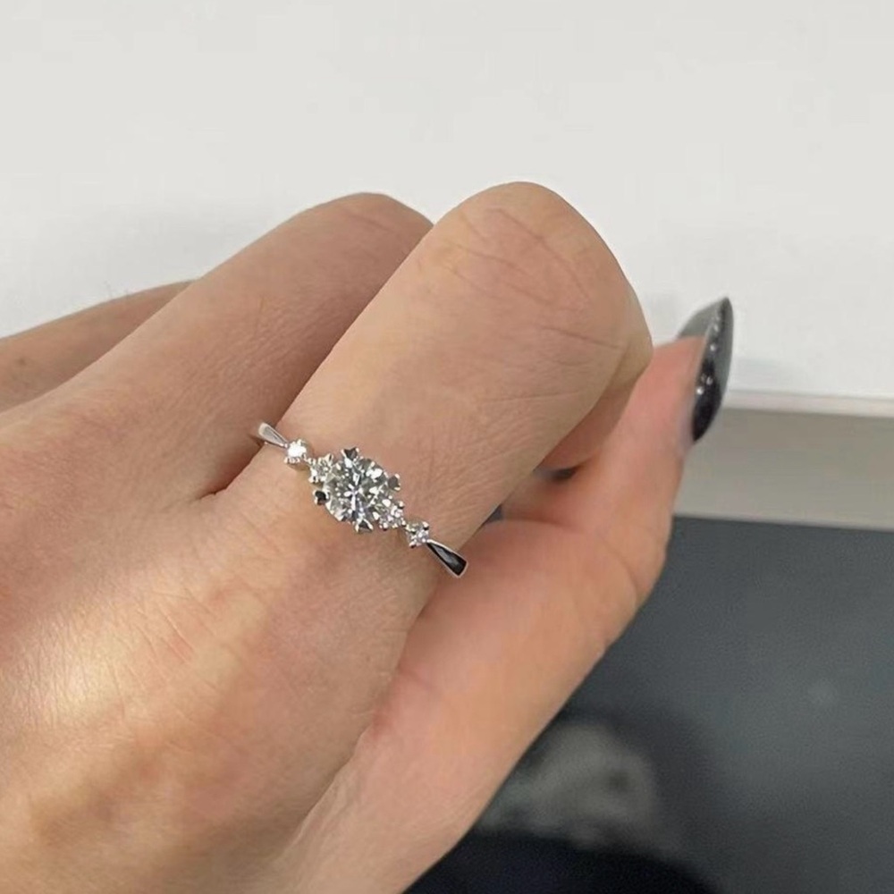 14K White Gold Moissanite Engagement Ring